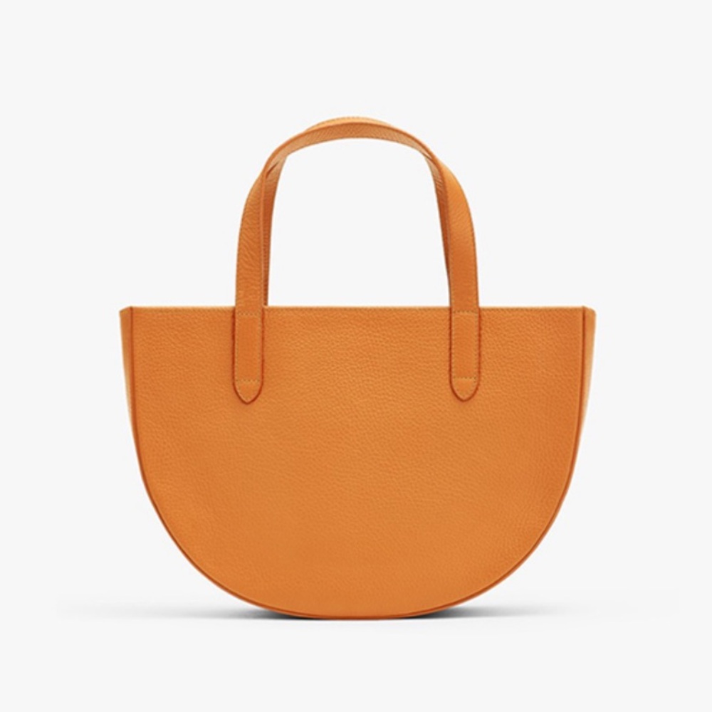 Cuyana Semi-Circle Leather Shoulder Bag • Mango / Yellow - Picture 2 of 8